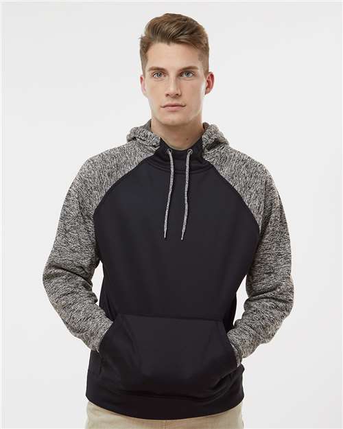 J. America 8612 Black/ Charcoal Fleck — on model front
