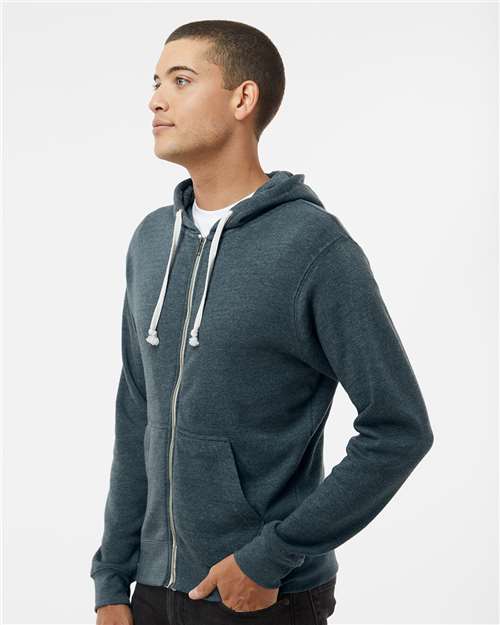 J. America 8872 Navy Triblend — on model side