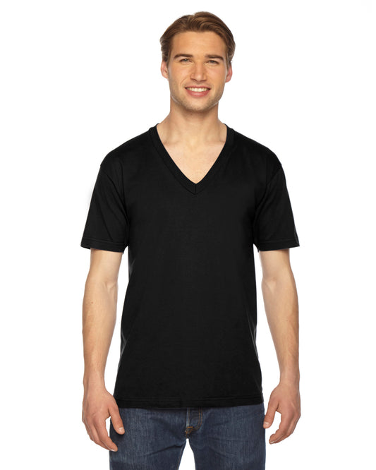 Unisex Fine Jersey Short-Sleeve V-Neck T-Shirt - Black
