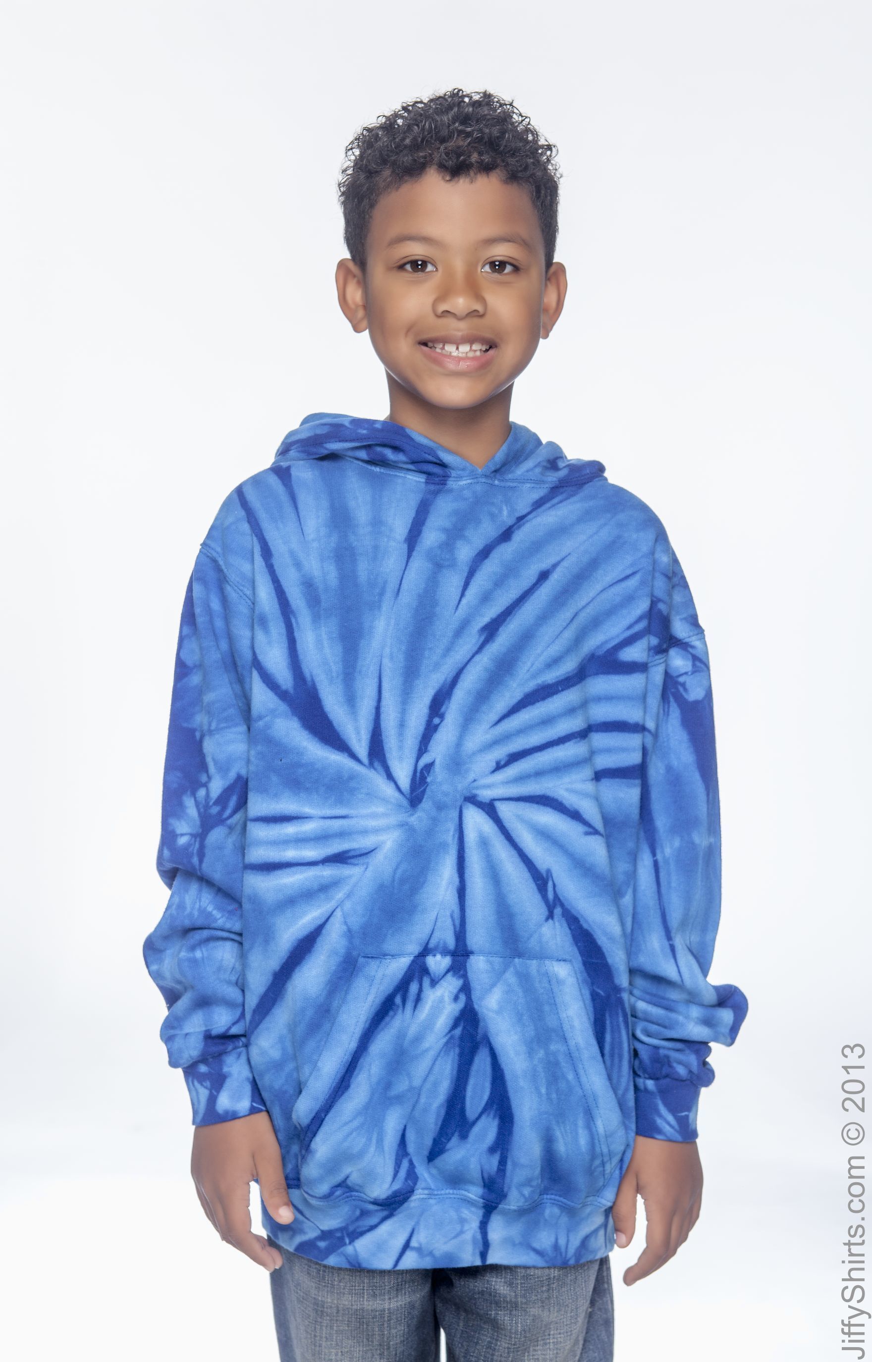 Youth Tie-Dyed Pullover Hoodie - Spider Royal