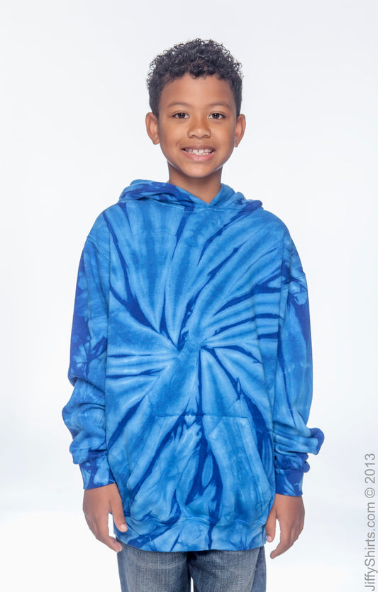 Youth Tie-Dyed Pullover Hoodie - Spider Royal