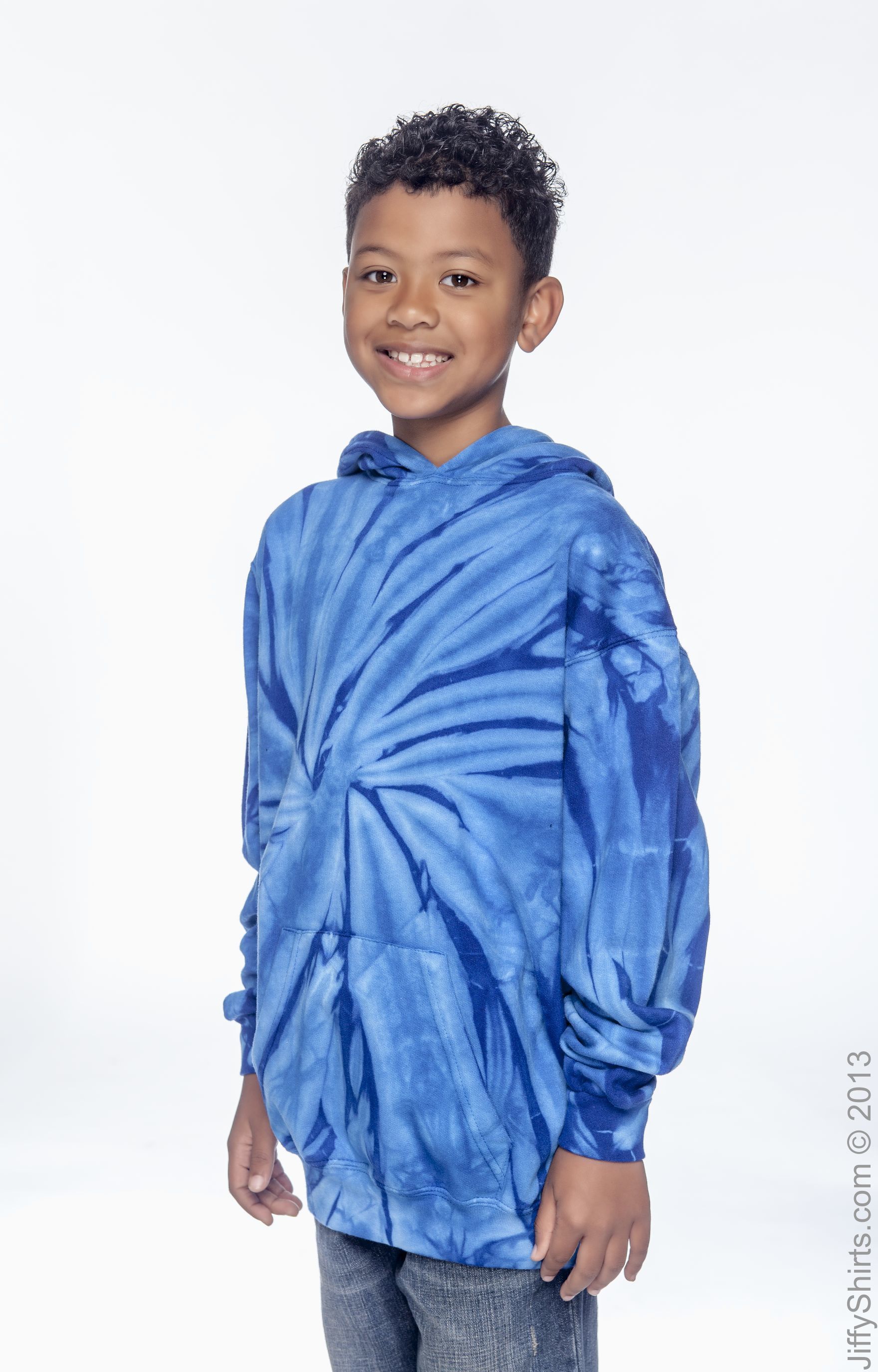 Youth Tie-Dyed Pullover Hoodie - Spider Royal