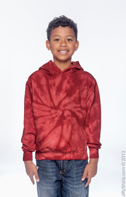 Youth Tie-Dyed Pullover Hoodie - Spider Red
