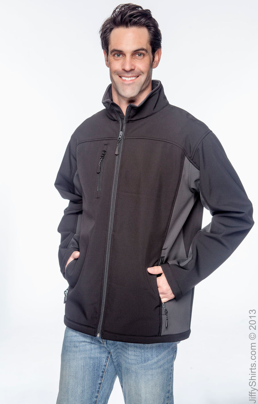 Men's Soft Shell Colorblock Jacket - Black / Dark Charcoal