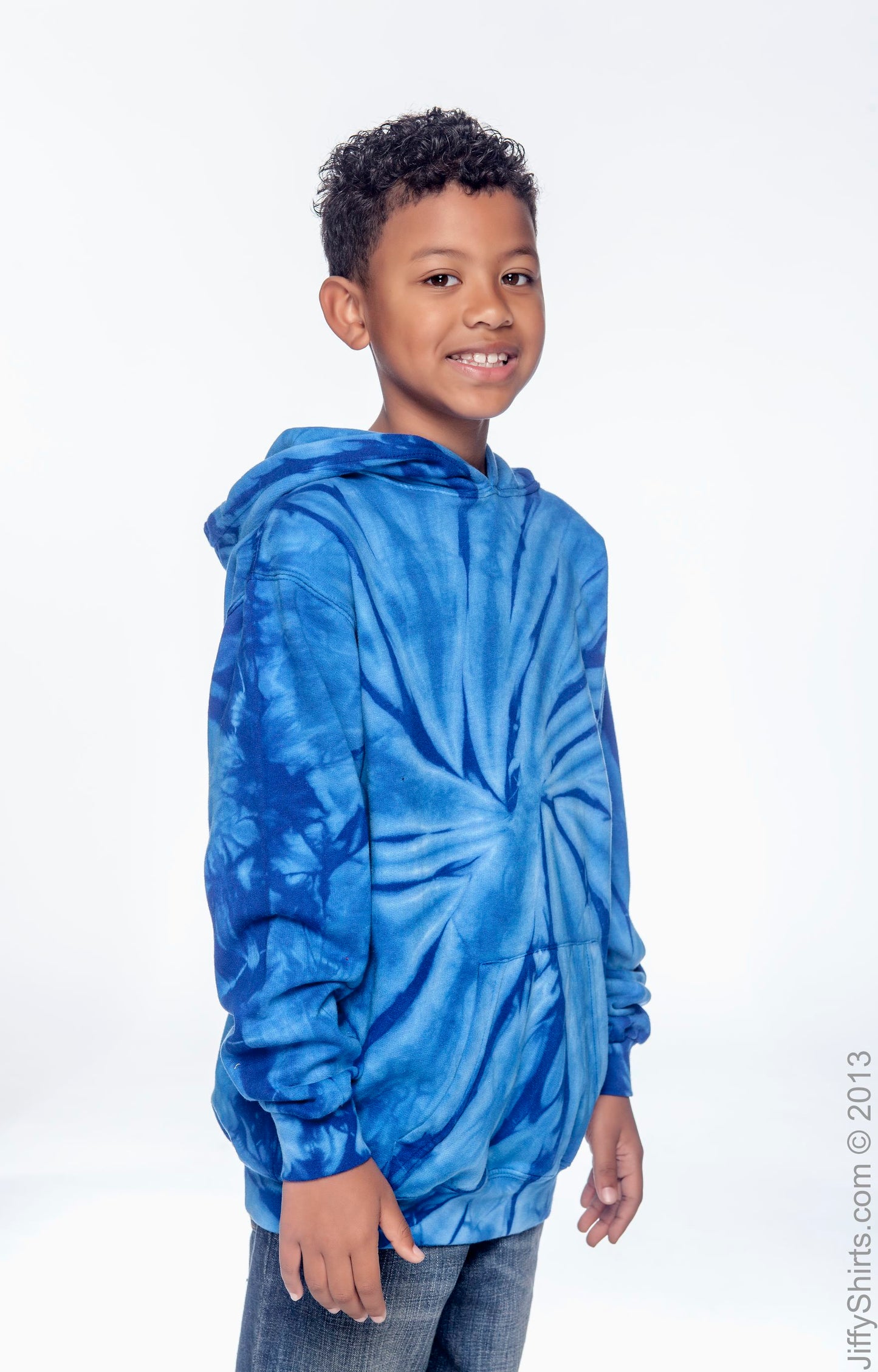 Youth Tie-Dyed Pullover Hoodie - Spider Royal