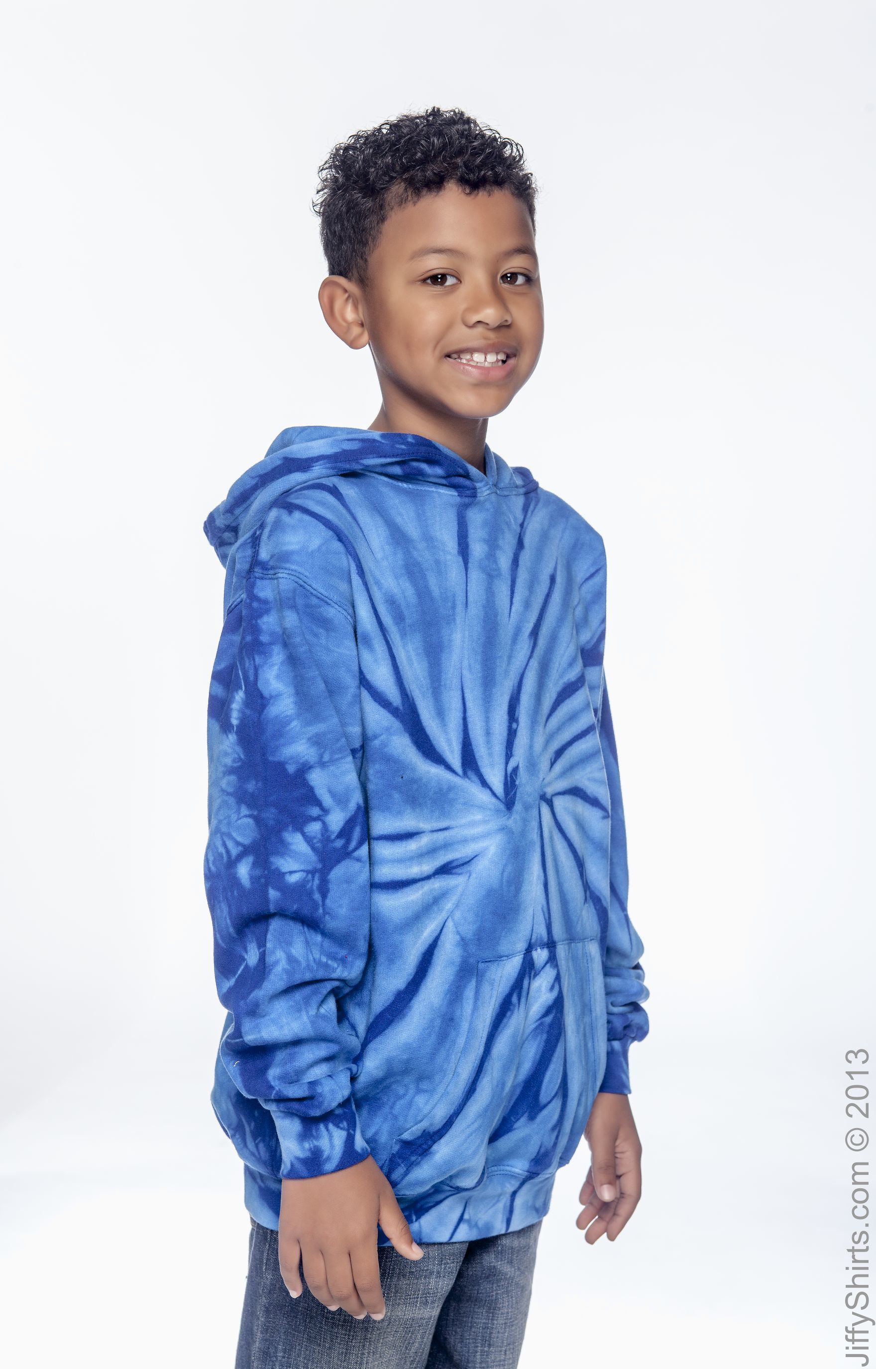 Youth Tie-Dyed Pullover Hoodie - Spider Royal