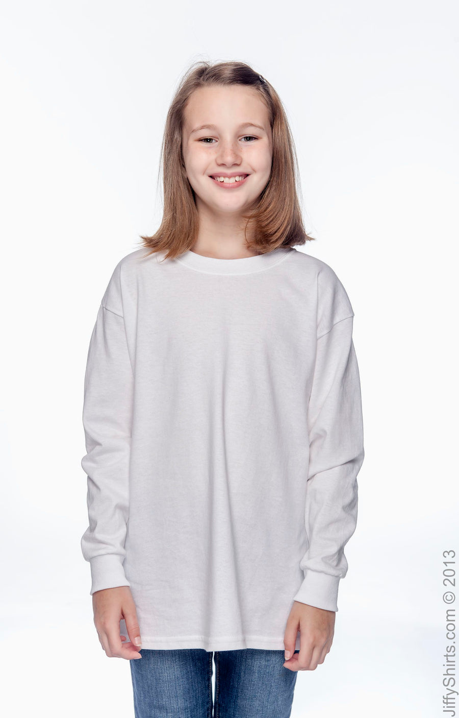 Youth Ultra Cotton® 6 oz. Long-Sleeve T-Shirt - White