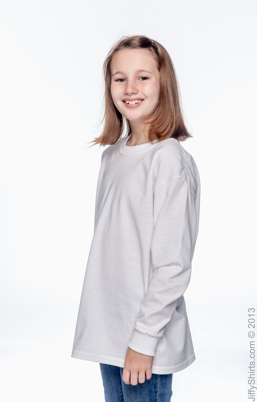 Youth Ultra Cotton® 6 oz. Long-Sleeve T-Shirt - White