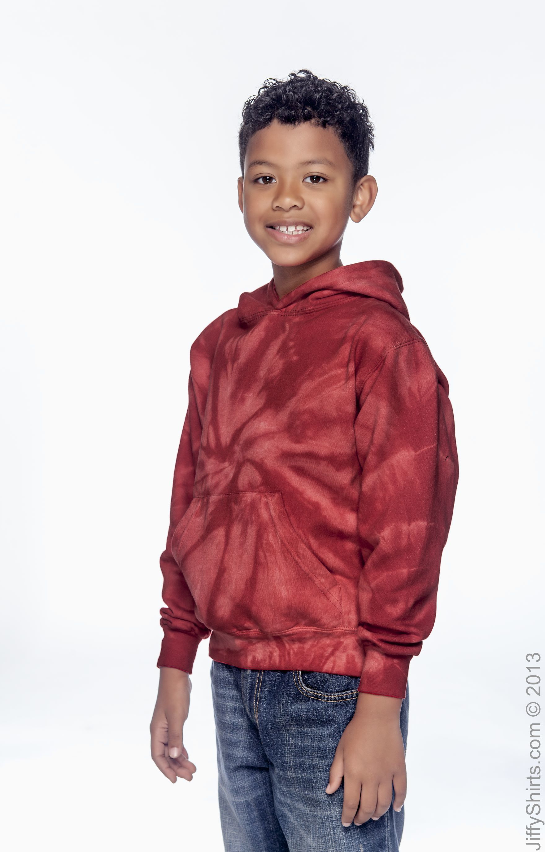 Youth Tie-Dyed Pullover Hoodie - Spider Red