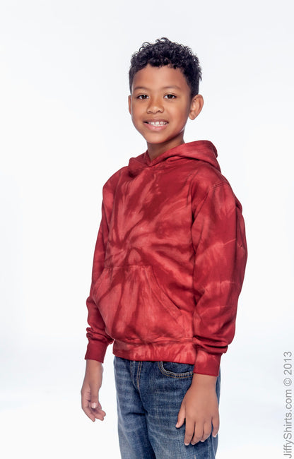Youth Tie-Dyed Pullover Hoodie - Spider Red