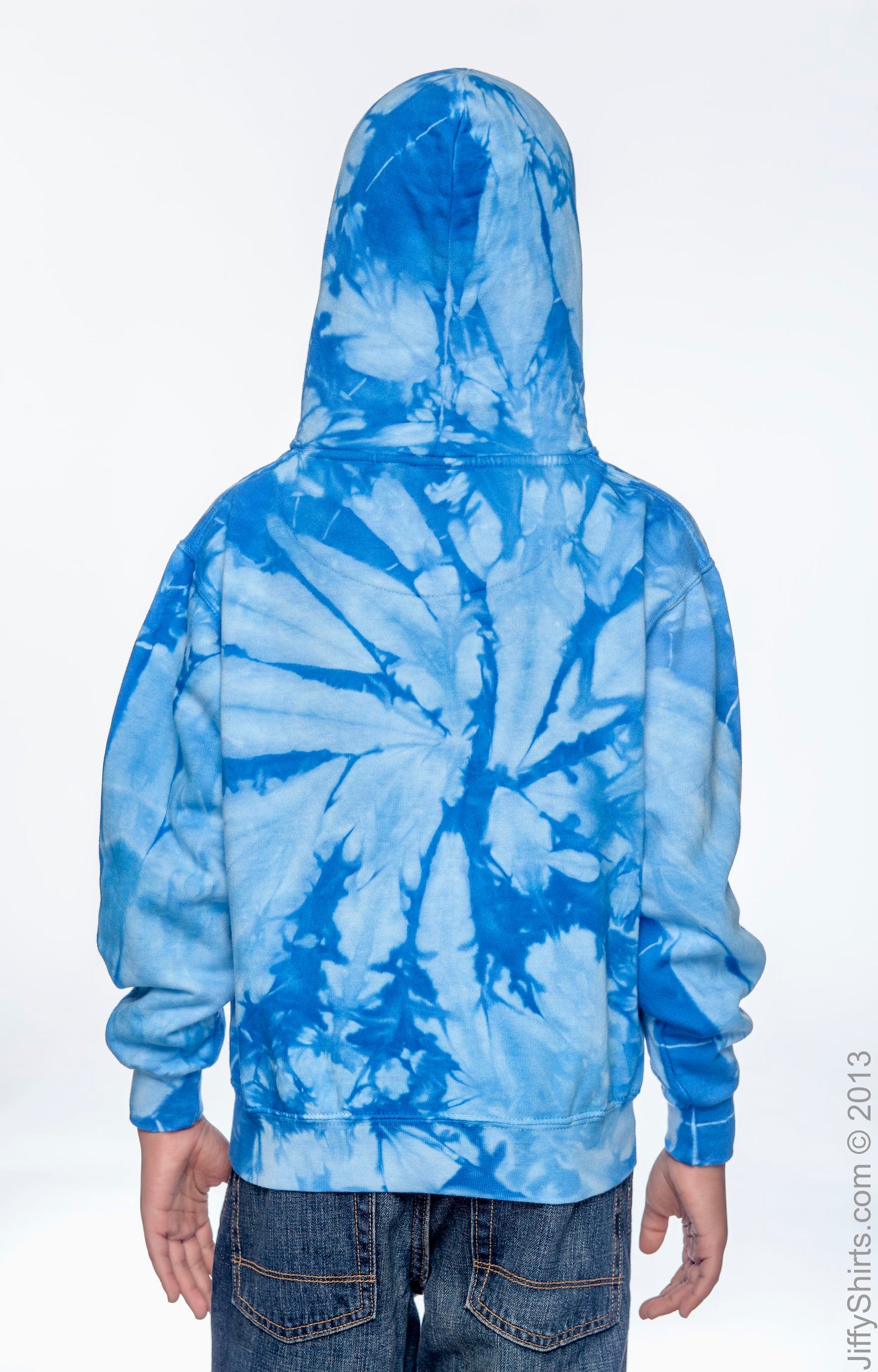 Youth Tie-Dyed Pullover Hoodie - Spider Baby Blue