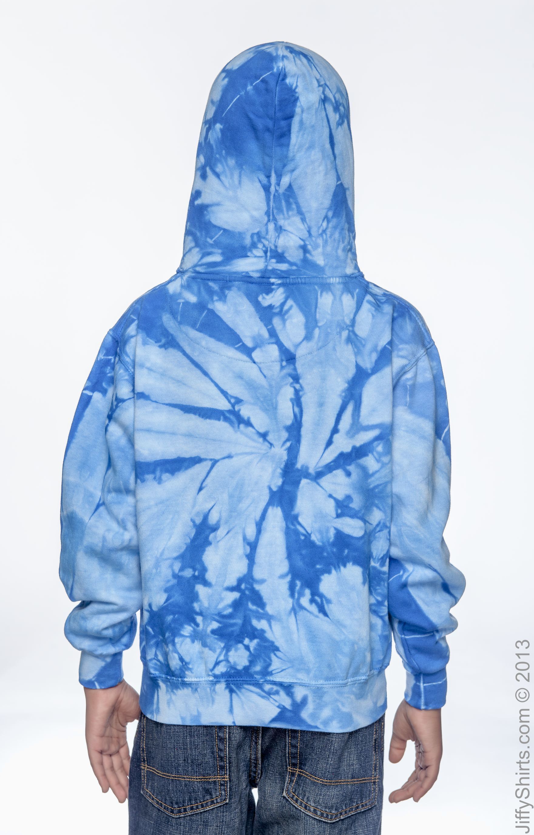 Youth Tie-Dyed Pullover Hoodie - Spider Baby Blue