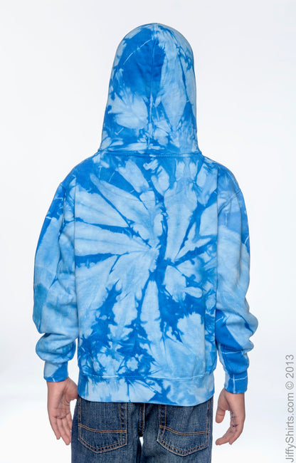 Youth Tie-Dyed Pullover Hoodie - Spider Baby Blue