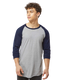 Tultex 0245TC - Unisex Fine Jersey Raglan Tee - Heather Gray / Navy