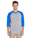 Gildan G570 - Unisex Heavy Cotton��� 3/4-Raglan Sleeve T-Shirt - Sport Gray / Royal