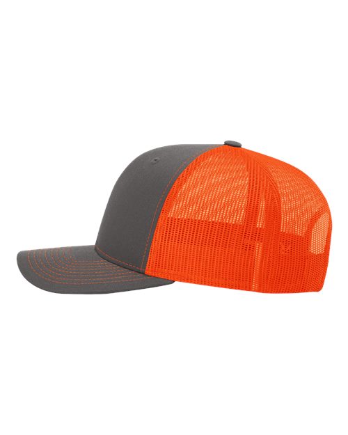 Richardson 112 Charcoal/ Neon Orange — direct side