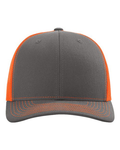 Richardson 112 Charcoal/ Neon Orange — front
