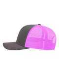 Richardson 112 Charcoal/ Neon Pink — direct side