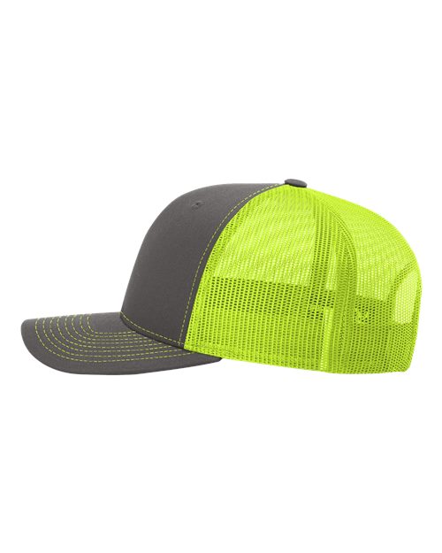 Richardson 112 Charcoal/ Neon Yellow — direct side