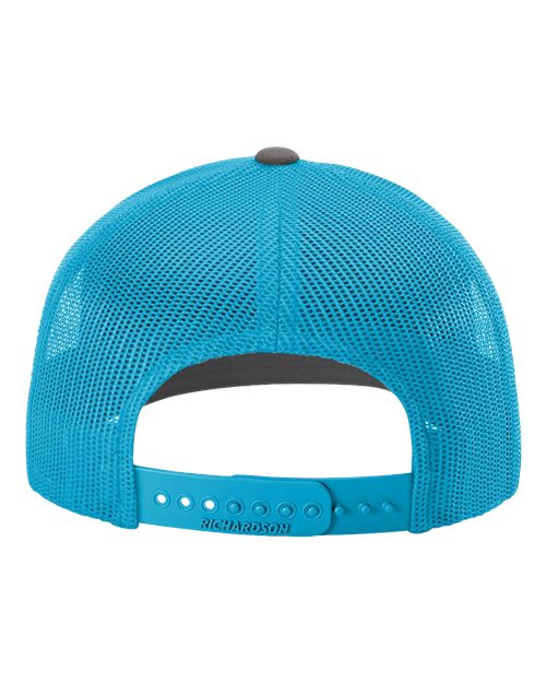 Richardson 112 Charcoal/ Neon Blue — back