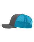 Richardson 112 Charcoal/ Neon Blue — direct side