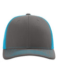 Richardson 112 Charcoal/ Neon Blue — front