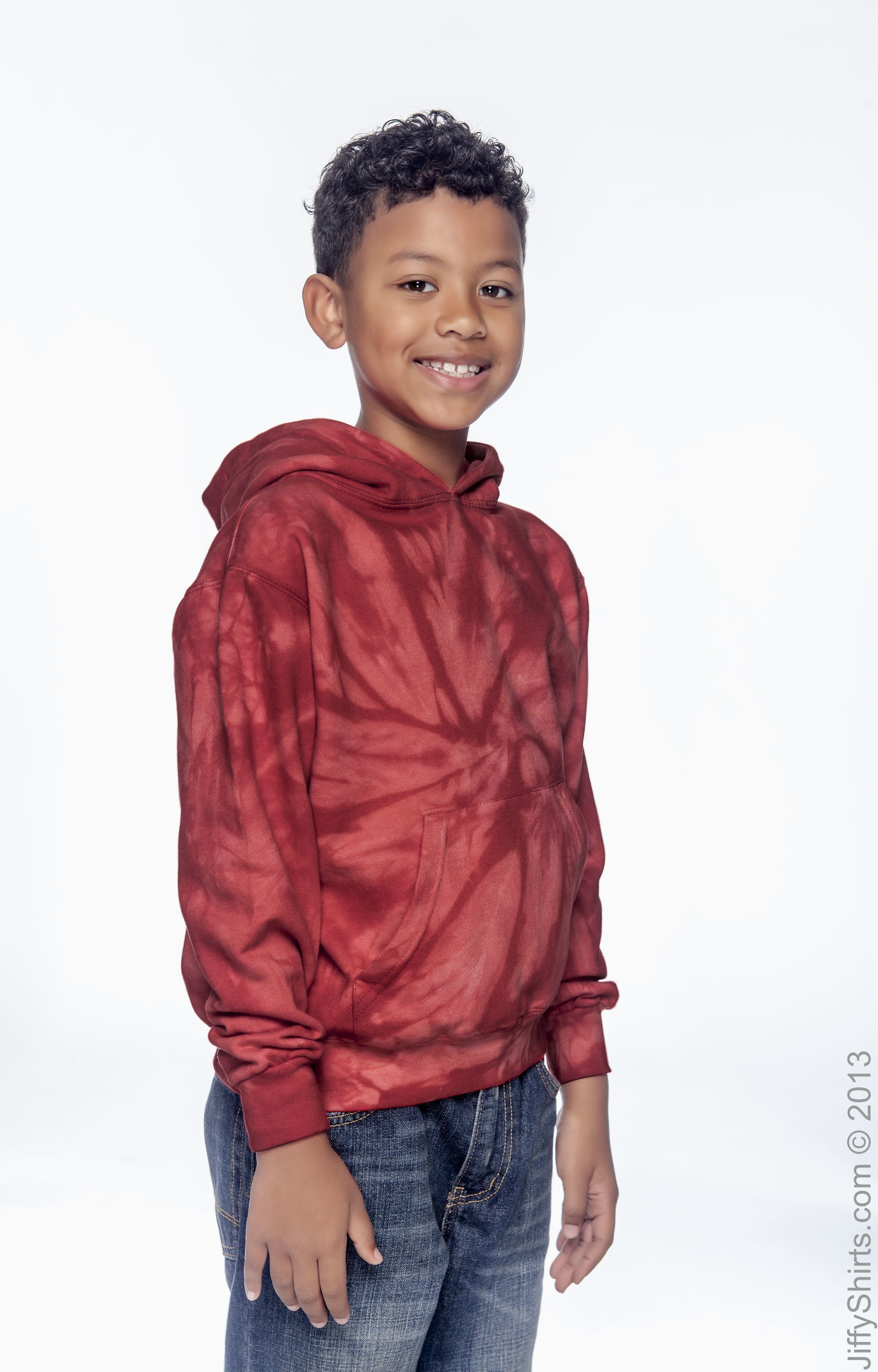 Youth Tie-Dyed Pullover Hoodie - Spider Red