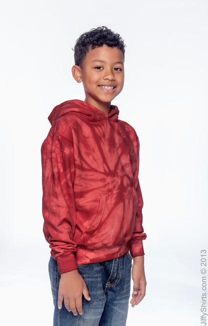 Youth Tie-Dyed Pullover Hoodie - Spider Red