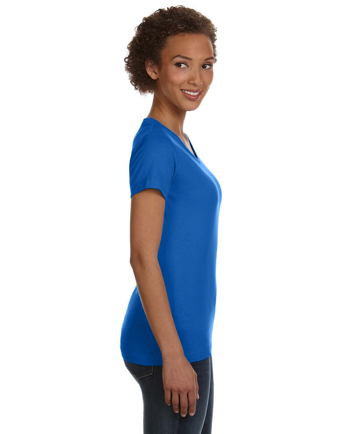 Women's V-Neck Fine Jersey T-Shirt - Royal