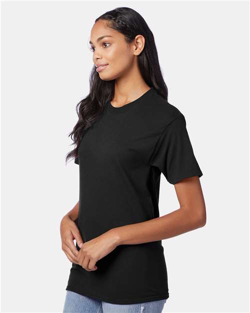 Hanes 42TB Solid Black Triblend — on model side