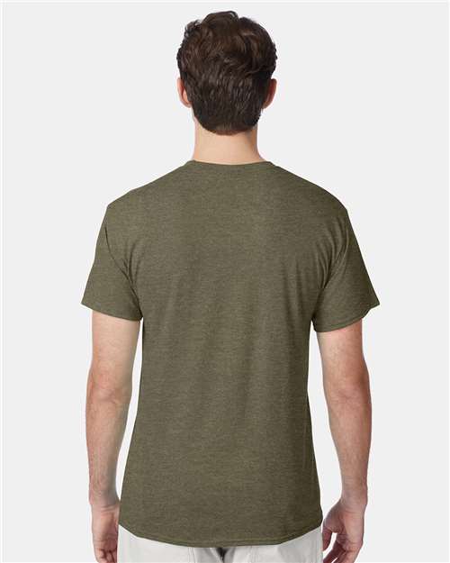 Hanes 42TB Military Green Triblend — on model back