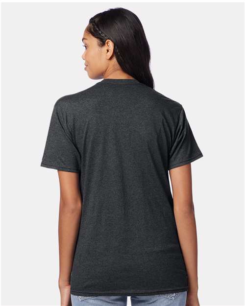 Hanes 42TB Slate Triblend — on model back