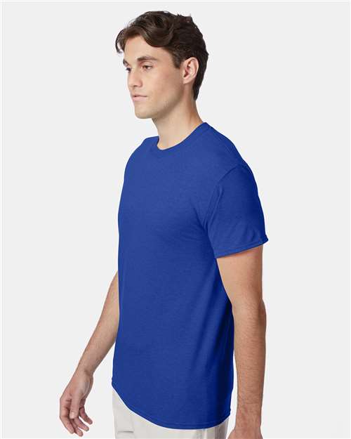 Hanes 42TB Royal Triblend — on model side