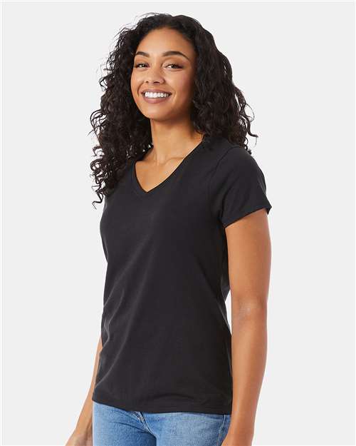 Hanes 42VT Black Triblend — on model side
