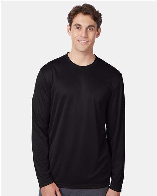 Hanes 482L Black — on model front