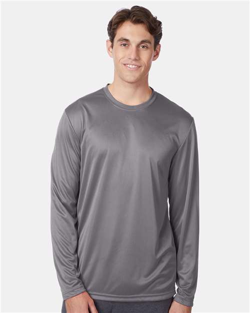 Hanes 482L Graphite — on model front