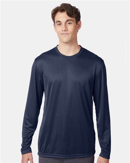 Hanes 482L Navy — on model front