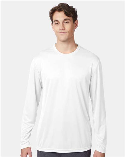 Hanes 482L White — on model front