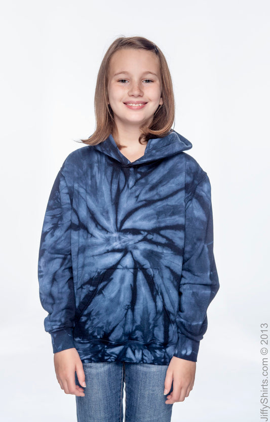 Youth Tie-Dyed Pullover Hoodie - Spider Navy