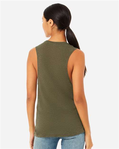 BELLA + CANVAS 8803 Heather Olive — on model back