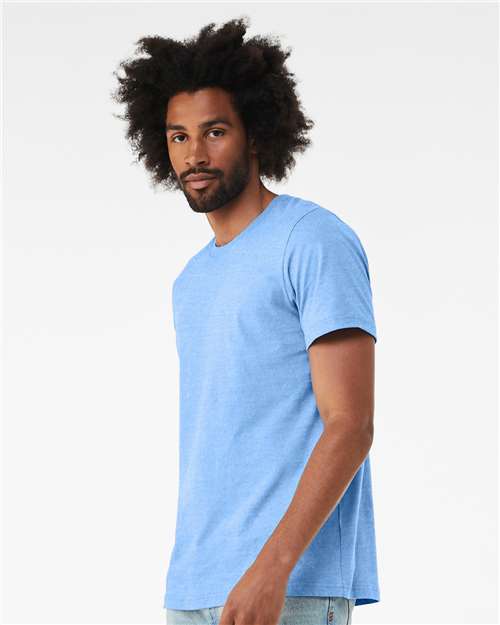 BELLA + CANVAS 3001 Carolina Blue — on model side