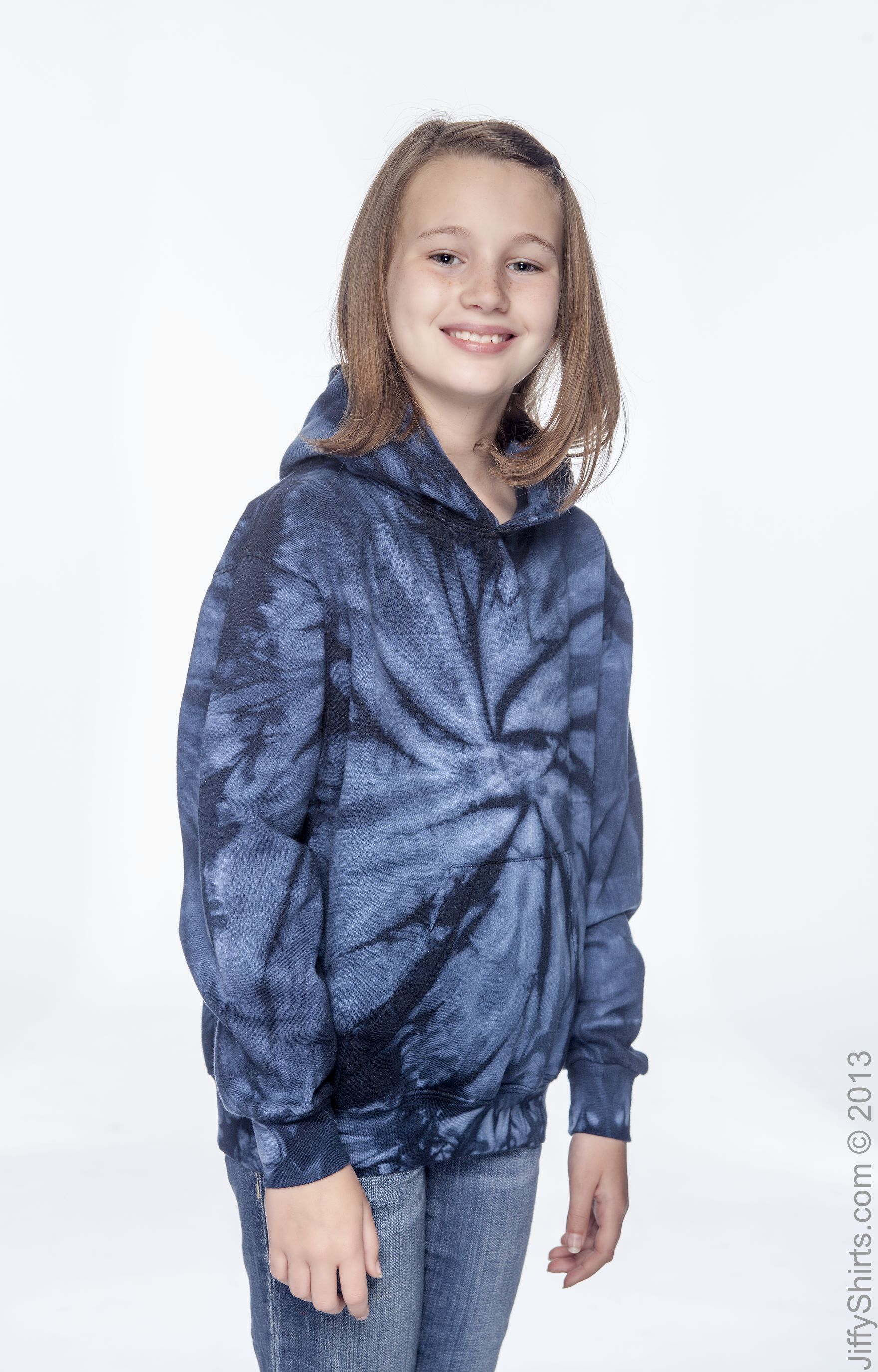 Youth Tie-Dyed Pullover Hoodie - Spider Navy