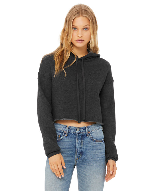 Women's Cropped Fleece Hoodie - Heather Dark Gray