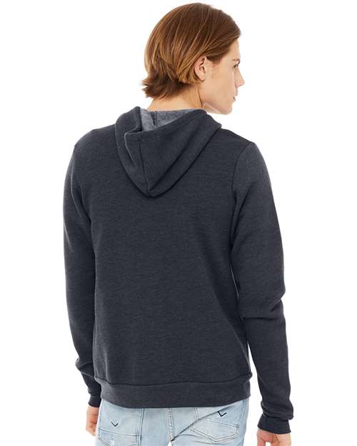 BELLA + CANVAS 3739 Heather Navy — on model back