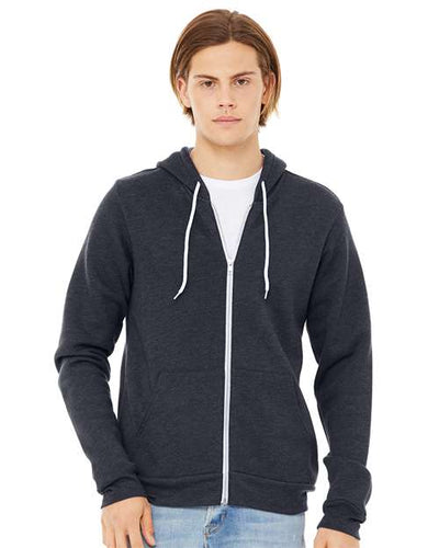 BELLA + CANVAS 3739 Heather Navy — on model front