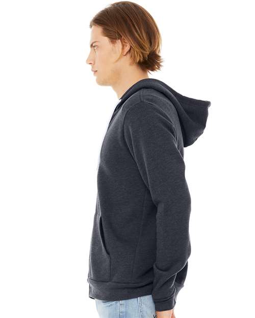 BELLA + CANVAS 3739 Heather Navy — on model side