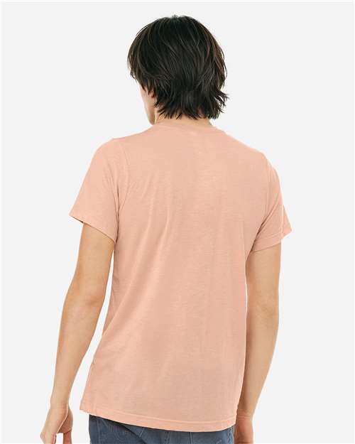 BELLA + CANVAS 3413 Peach Triblend — on model back