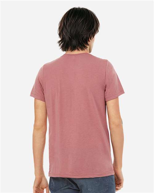 BELLA + CANVAS 3413 Mauve Triblend — on model back