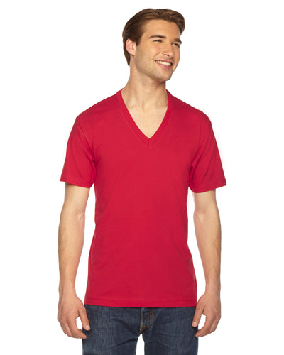 Unisex Fine Jersey Short-Sleeve V-Neck T-Shirt - Red