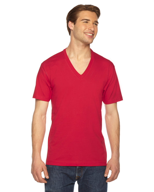 Unisex Fine Jersey Short-Sleeve V-Neck T-Shirt - Red